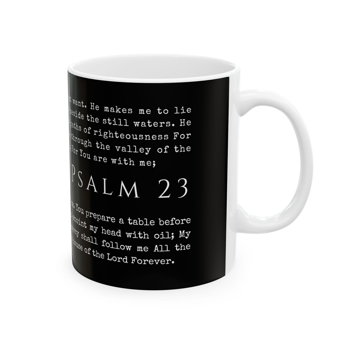 Psalm 23 Scripture Black Ceramic Coffee Mug | Bible Verse Tea Cup