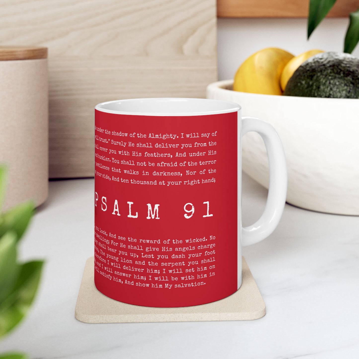 Psalm 91 Scripture Ceramic Coffee Mug | Bible Verse Tea Cup