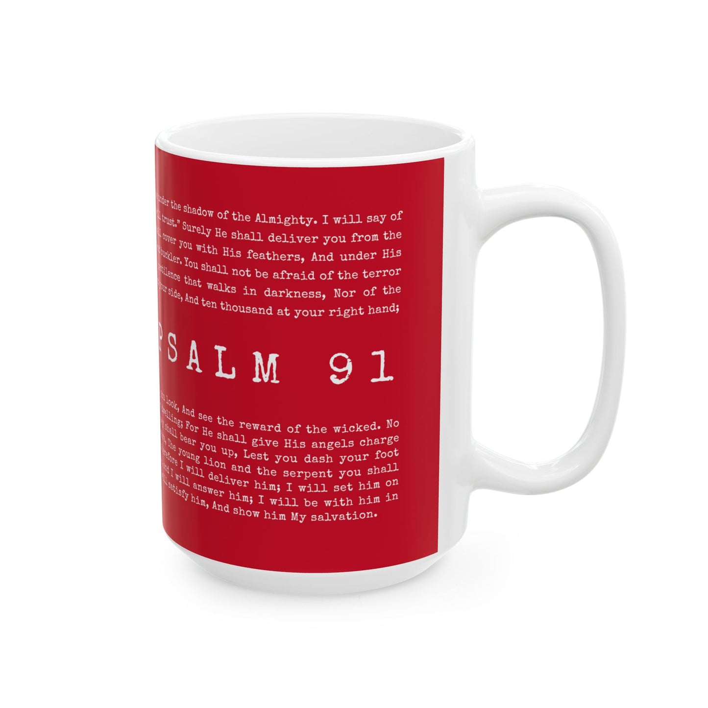 Psalm 91 Scripture Ceramic Coffee Mug | Bible Verse Tea Cup