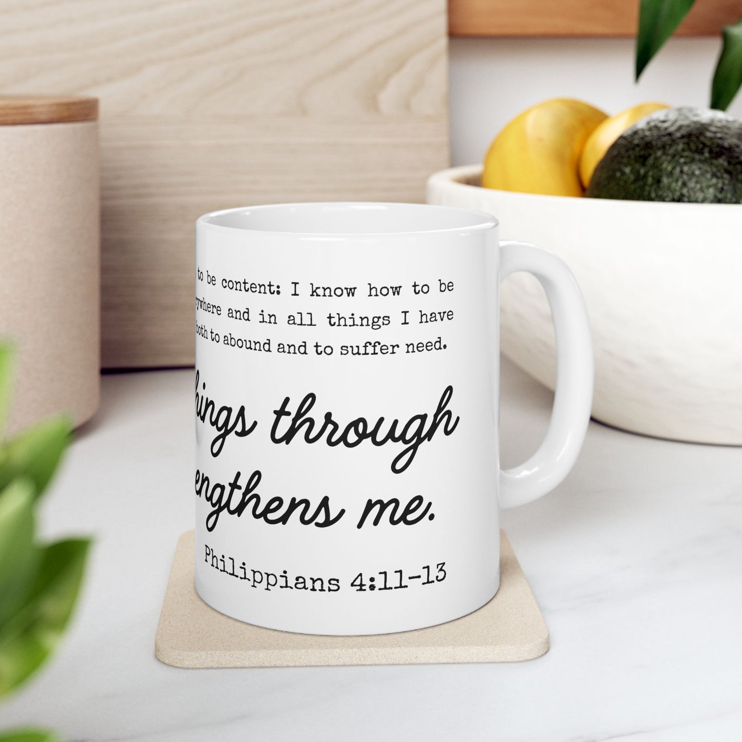Philippians 4:13 Scripture Ceramic Coffee Mug | Bible Verse Tea Cup
