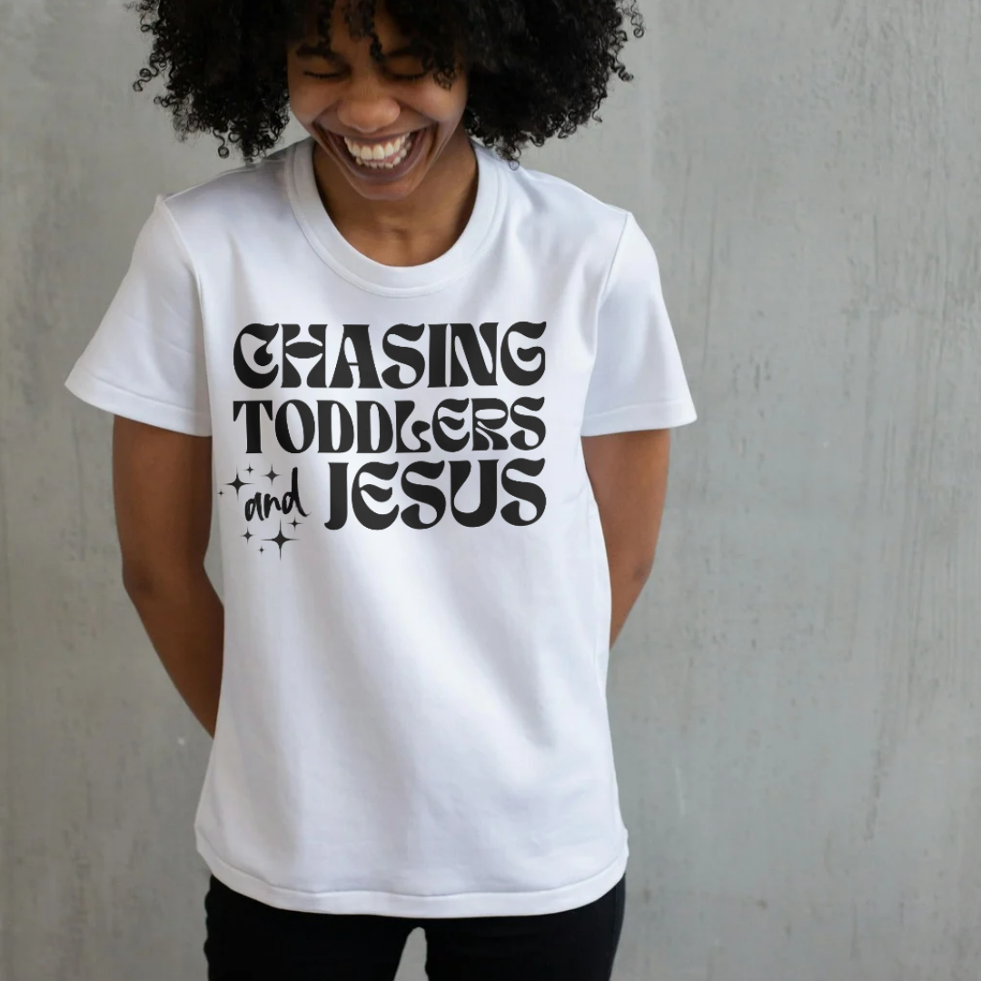Chasing Toddlers and Jesus Funny Tee