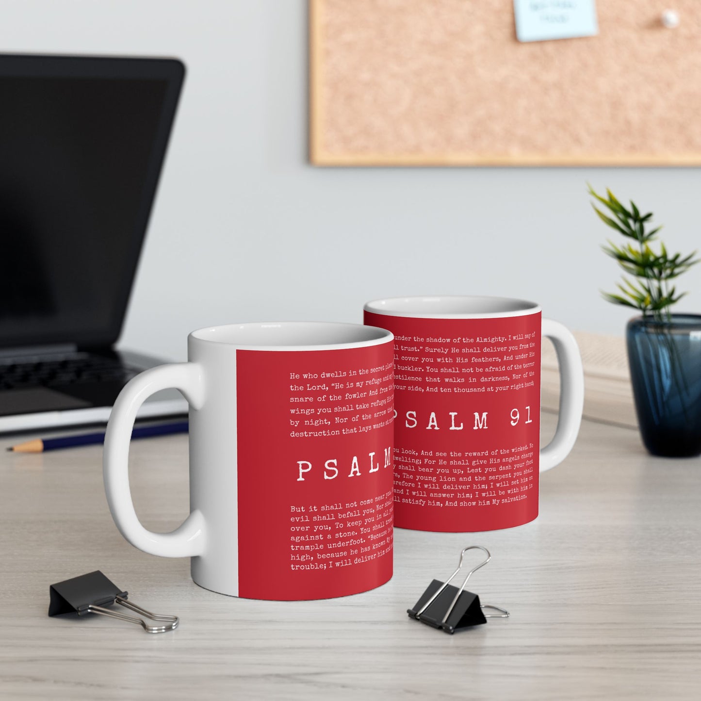 Psalm 91 Scripture Ceramic Coffee Mug | Bible Verse Tea Cup