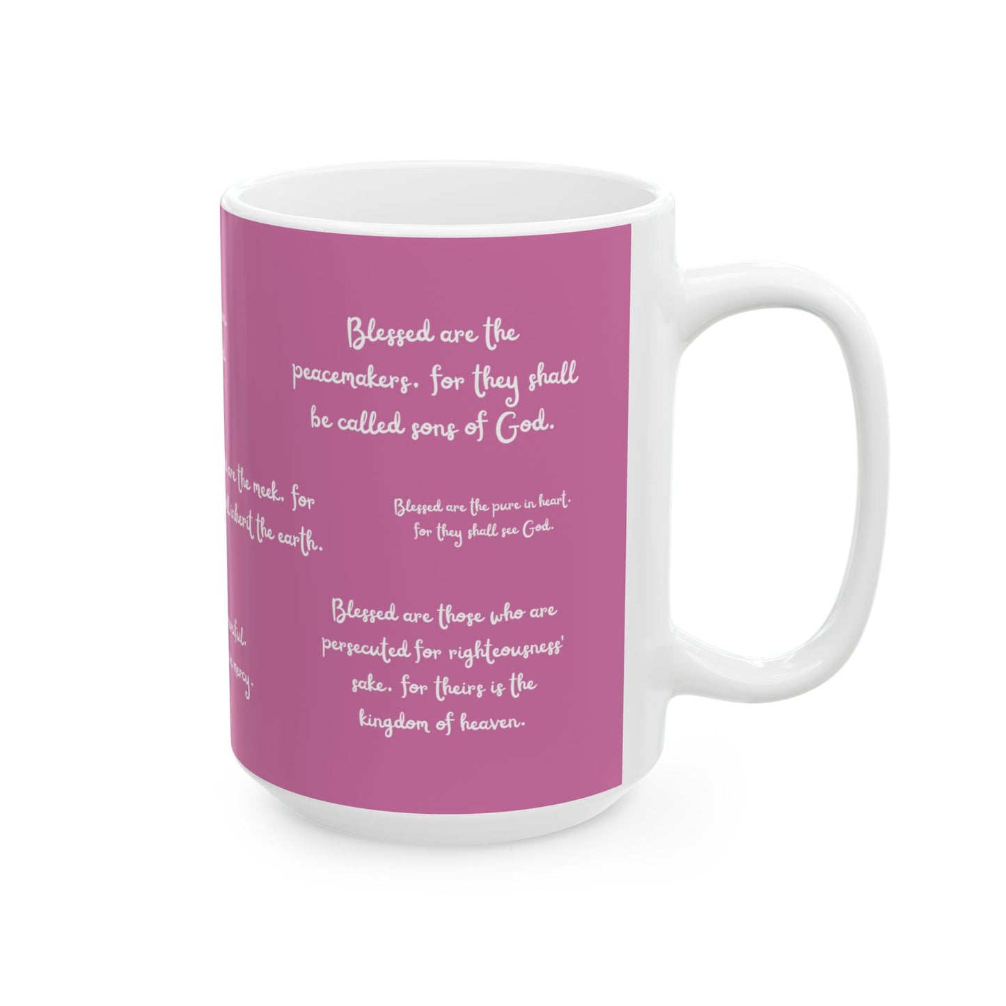 "Blessed" The Beatitudes Pink Ceramic Coffee Mug | Bible Verse Tea Cup