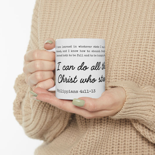 Philippians 4:13 Scripture Ceramic Coffee Mug | Bible Verse Tea Cup