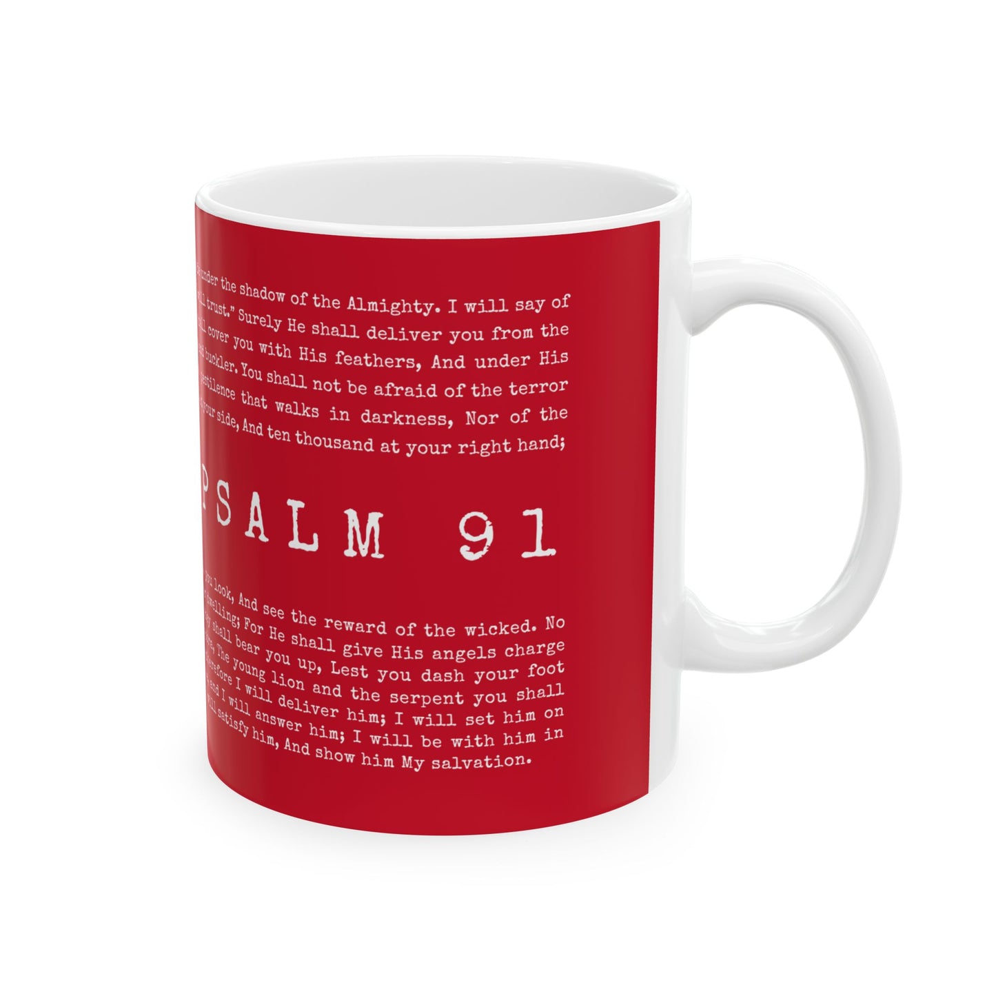 Psalm 91 Scripture Ceramic Coffee Mug | Bible Verse Tea Cup