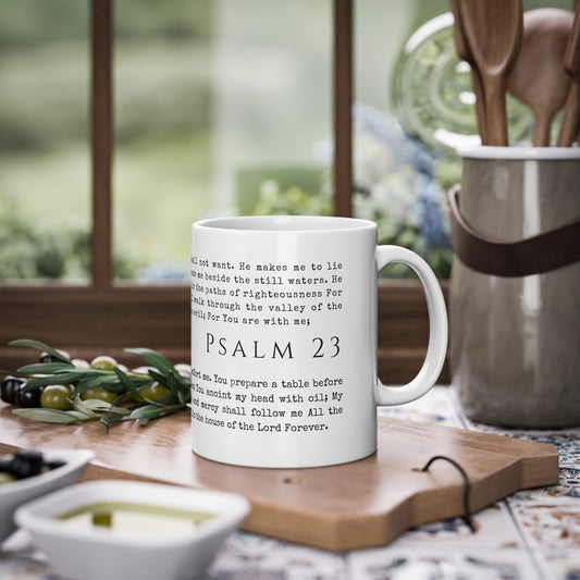 Psalm 23 Scripture Mug | Christian Bible Verse Coffee Cup