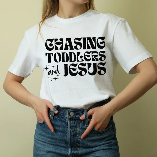 Chasing Toddlers and Jesus Funny Tee
