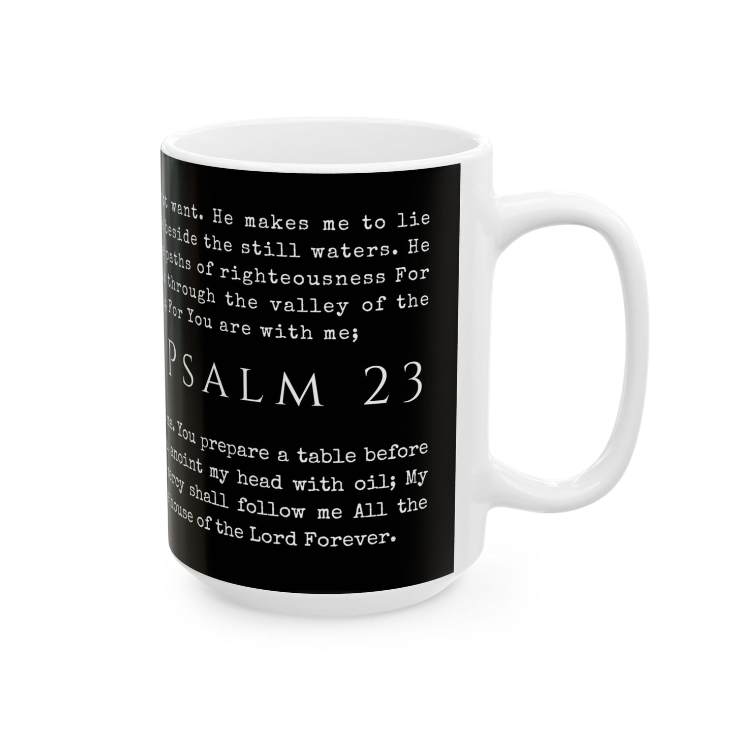 Psalm 23 Scripture Black Ceramic Coffee Mug | Bible Verse Tea Cup