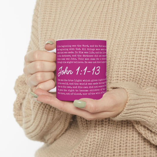 John 1 Scripture Ceramic Coffee Mug | Bible Verse Tea Cup
