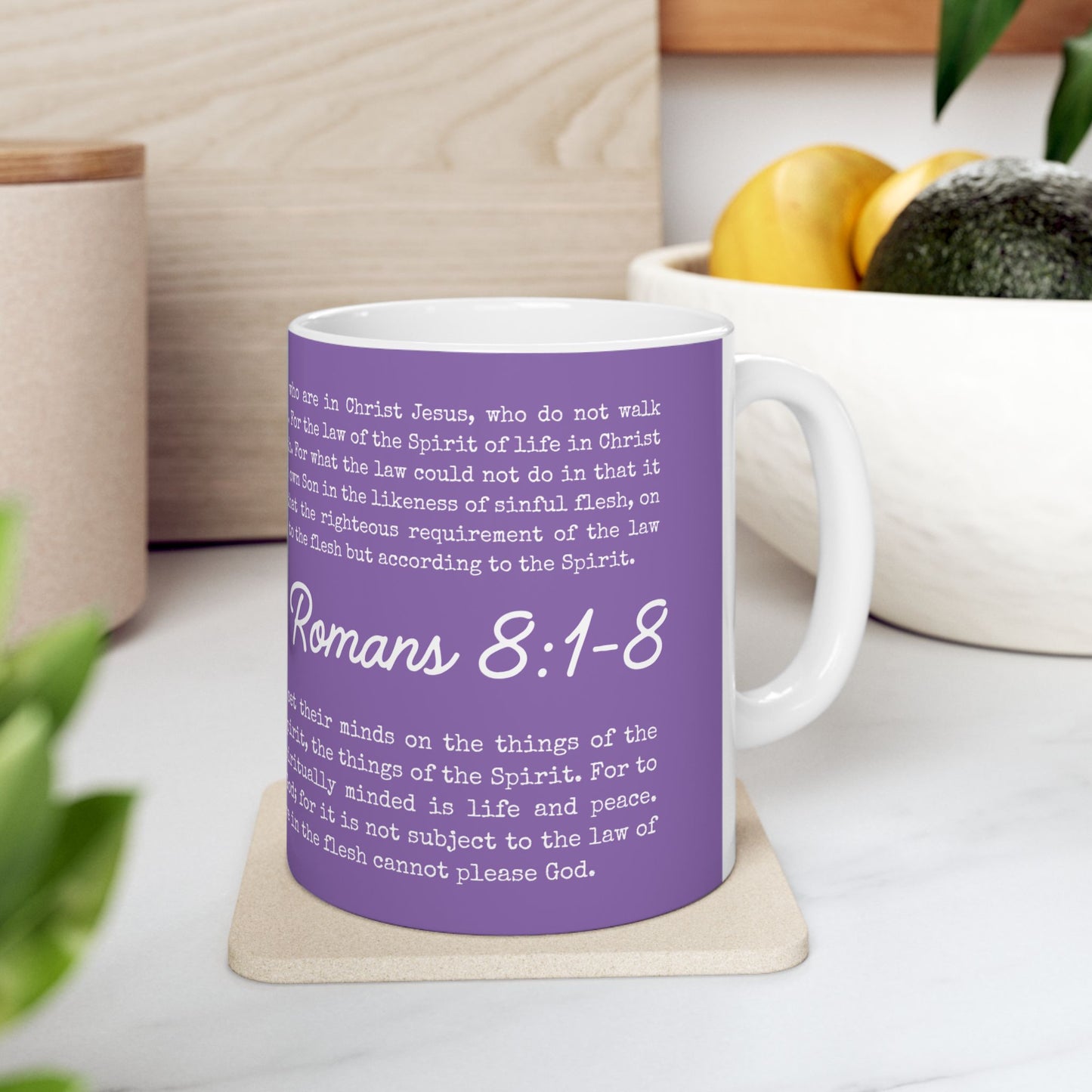 Romans 8 Scripture Ceramic Coffee Mug | Bible Verse Tea Cup