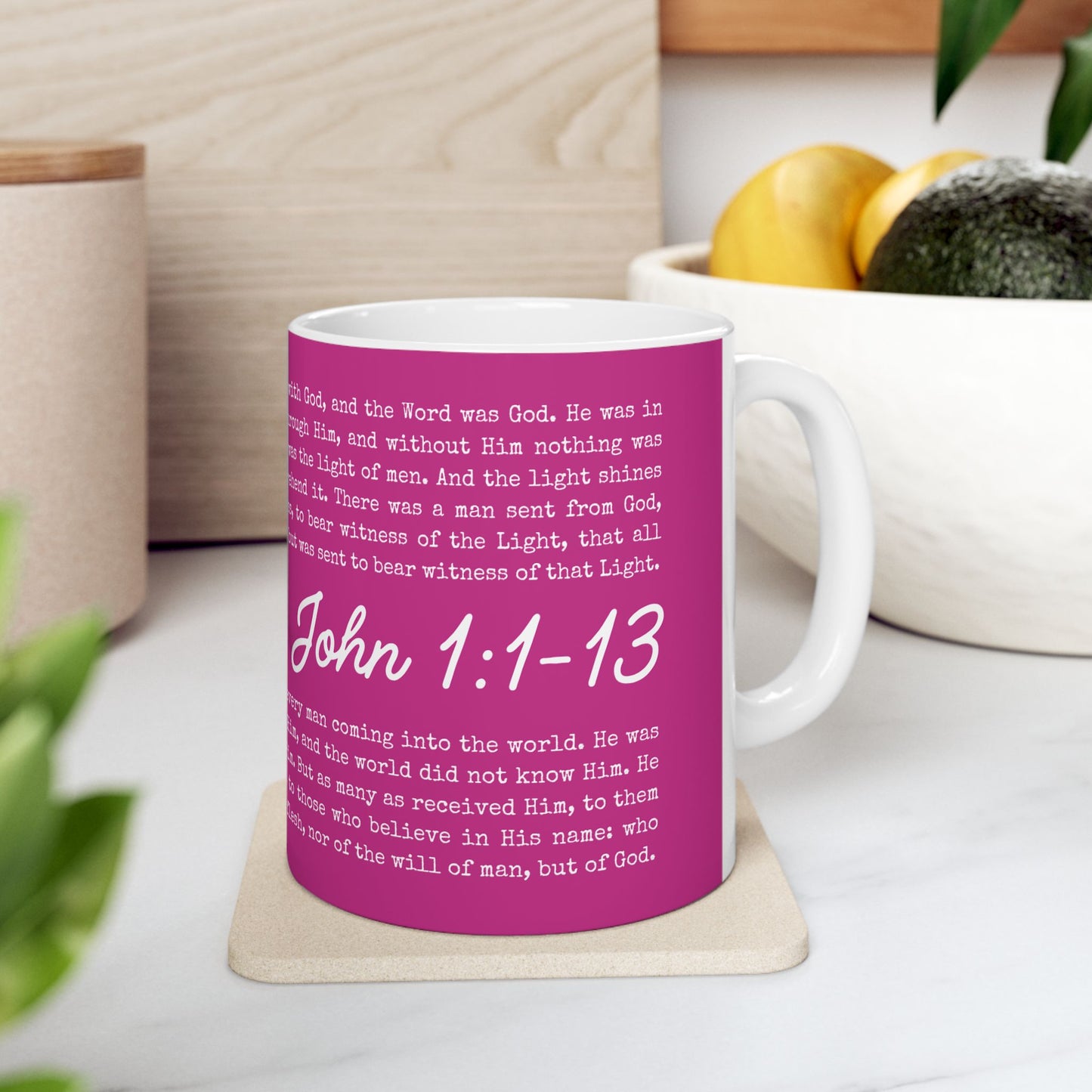 John 1 Scripture Ceramic Coffee Mug | Bible Verse Tea Cup