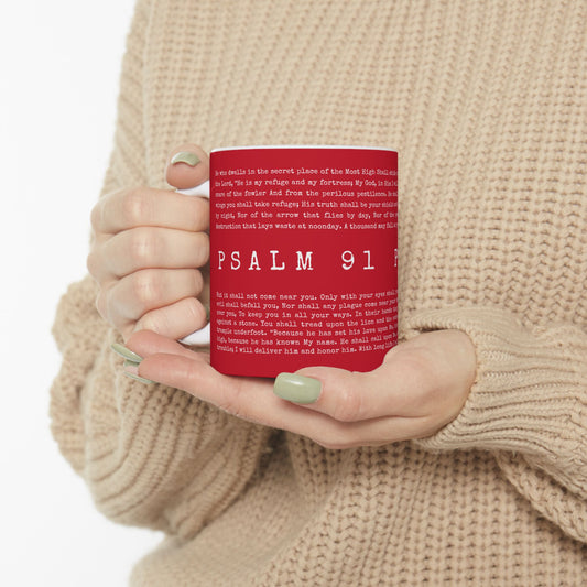 Psalm 91 Scripture Ceramic Coffee Mug | Bible Verse Tea Cup