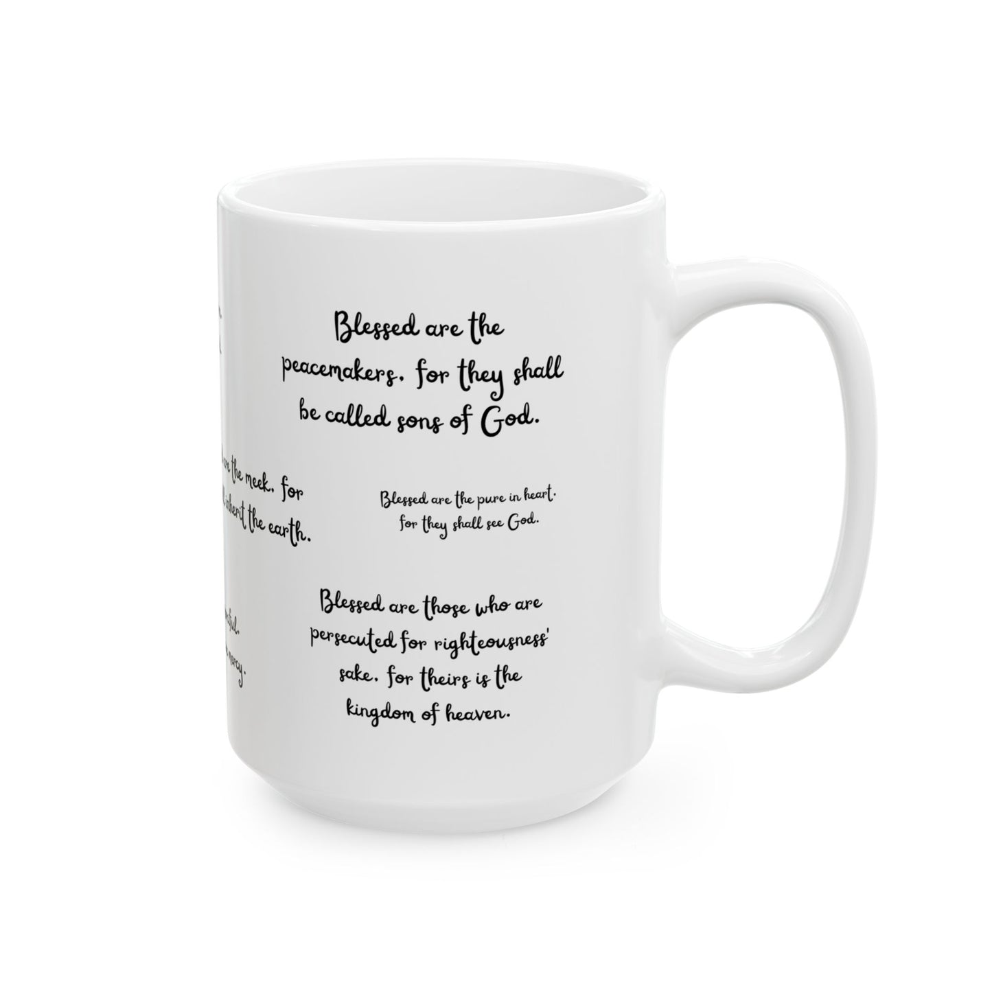 "Blessed" The Beatitudes White Ceramic Coffee Mug | Bible Verse Tea Cup